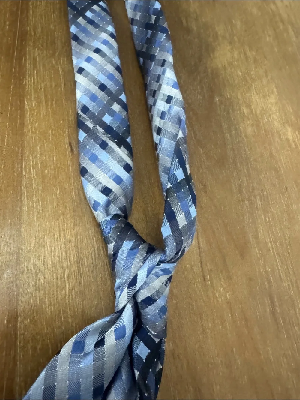 Pronto Uomo Blue and Gray Plaid Men's Tie